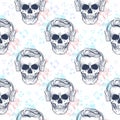 Seamless color pattern with skull