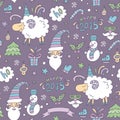 Seamless colored christmas pattern with sheep Royalty Free Stock Photo