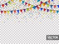 seamless garland and confetti background with vector transparency Royalty Free Stock Photo