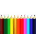 seamless colored pencils row with wave on lower side Royalty Free Stock Photo