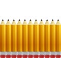 seamless colored pencils row with wave on lower side Royalty Free Stock Photo