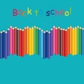 Seamless colored pencils row with wave on lower side Royalty Free Stock Photo