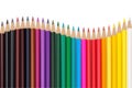 seamless colored pencils row with wave on lower side. Royalty Free Stock Photo