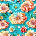 seamless colorfu lflowers pattern, repeating pattern, generative by ai
