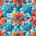 seamless colorfu lflowers pattern, repeating pattern, generative by ai