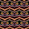 Seamless colorful abstract wave floral pattern