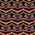 Seamless colorful abstract wave floral pattern