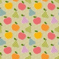 Seamless colorful apple and pear pattern Royalty Free Stock Photo