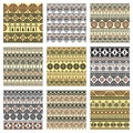 Seamless colorful aztec native tribe pattern art set