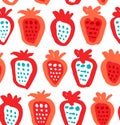 Seamless colorful background with berries. Endless fabric texture. Decorative drawing pattern. Royalty Free Stock Photo