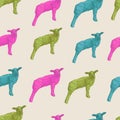 Seamless colorful background made of abstract sheep