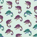 Seamless colorful background made of chameleons