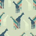 Seamless Colorful Background made of Giraffes