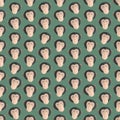 Seamless colorful background made heads of monkeys in flat des