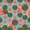 Seamless colorful background made of watermelon in flat design