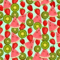 Seamless colorful background made of watermelon, kiwi Royalty Free Stock Photo