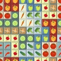 Seamless colorful background with vegetables on tetris shapes