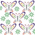 Seamless colorful butterfly flower vector design Royalty Free Stock Photo