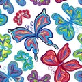 Seamless colorful butterfly pattern. Vector illustration Royalty Free Stock Photo