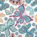 Seamless colorful butterfly pattern. Vector illustration Royalty Free Stock Photo