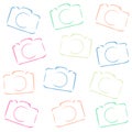 Seamless colorful camera pattern background. Royalty Free Stock Photo