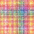 Seamless colorful checkered grunge style shabby pattern. Vector Royalty Free Stock Photo