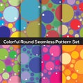 Seamless Colorful Circles Pattern Set Of 8. Royalty Free Stock Photo