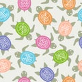 Seamless colorful cute turtles pattern. Baby print