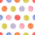 Seamless colorful dots pattern. Polka dot print. Vector background with watercolor circles Royalty Free Stock Photo