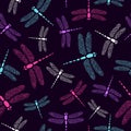 Seamless colorful dragonfly pattern. Royalty Free Stock Photo