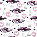 Seamless colorful feather pattern vector illustration