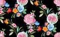 Seamless Colorful Floral Pattern, Hand Drawn Flowers Design Ready for Textile Prints.