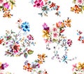 Seamless Colorful Floral Pattern, Ready for Textile Prints on White Background.