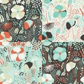 Seamless colorful floral pattern. Set of colorful variations. Royalty Free Stock Photo