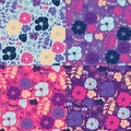 Seamless colorful floral pattern. Set of colorful variations. Royalty Free Stock Photo