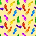 Seamless colorful footprints background. vector