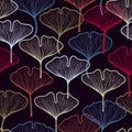 Seamless colorful ginkgo biloba leaf pattern.