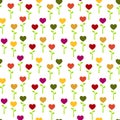 Seamless colorful Heart flowers