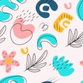 Seamless colorful memphis pattern design vector. Irregular shape design