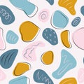 Seamless colorful memphis pattern design vector. Irregular shape design