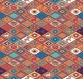 Seamless colorful navajo pattern with rhombus Royalty Free Stock Photo