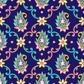 Seamless colorful paisley damask pattern