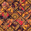 Seamless colorful patchwork pattern in boho style. Royalty Free Stock Photo
