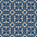 Seamless colorful patchwork tile with Islam, Arabic, Indian, ottoman motifs. Ceramic tile in talavera style. Royalty Free Stock Photo