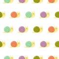 Seamless colorful pattern with cute cartoon snail. Baby pattern