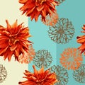 Seamless colorful pattern with georgina flowers Royalty Free Stock Photo