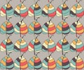 Seamless colorful pattern with leaves. Autumn ornamental gaudy leave texture. Drawn various contrast coloristic