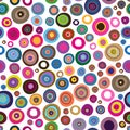 Seamless colorful pattern with painted rings and dots Royalty Free Stock Photo