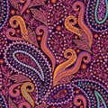 Seamless colorful pattern with paisley. Royalty Free Stock Photo