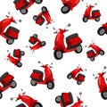 Seamless colorful pattern with scooters.